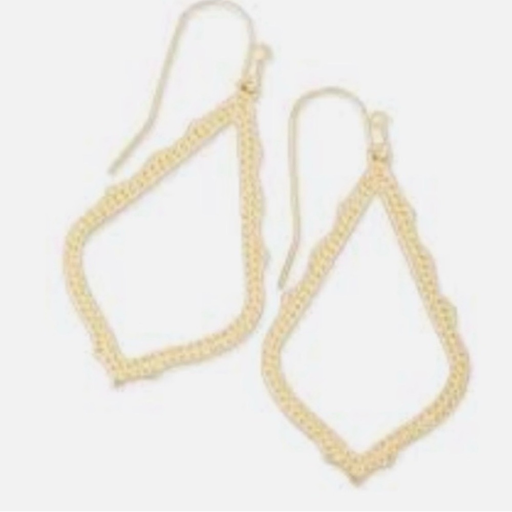 Kendra Scott Gold Textured Geometric Dangle Earrings